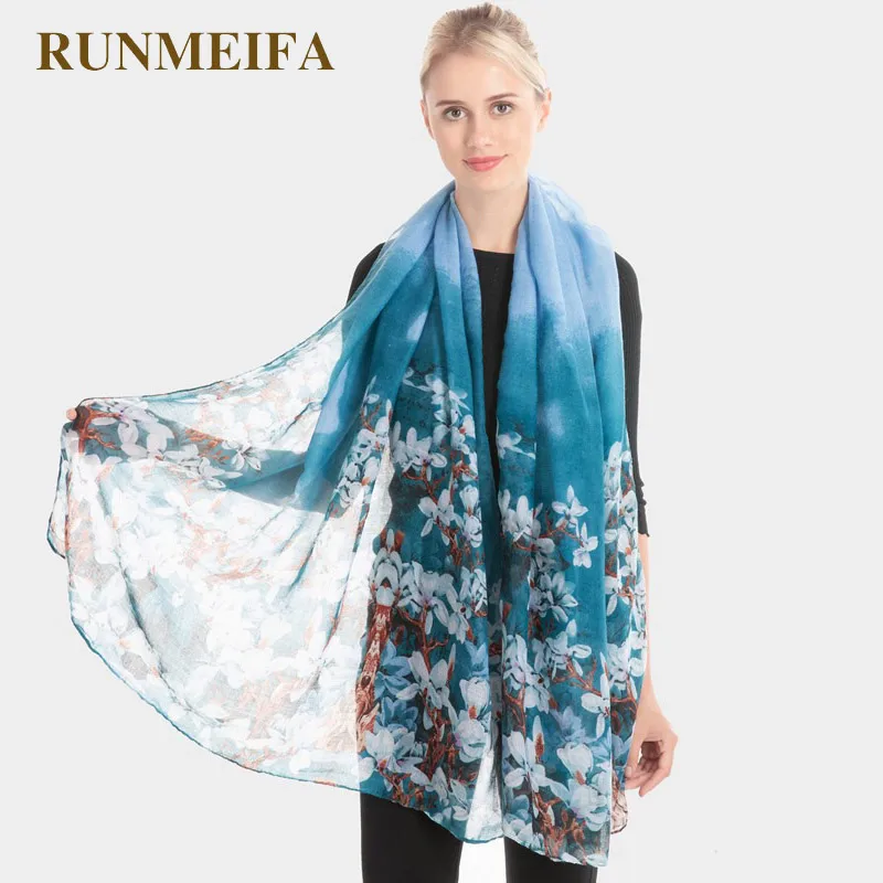 

RUNMEIFA 2019 New Fashion Women Spring Autumn Cotton Linen Scarves Beautiful Voile Shawls Elegant Ladies Foulards Femme Echarpe
