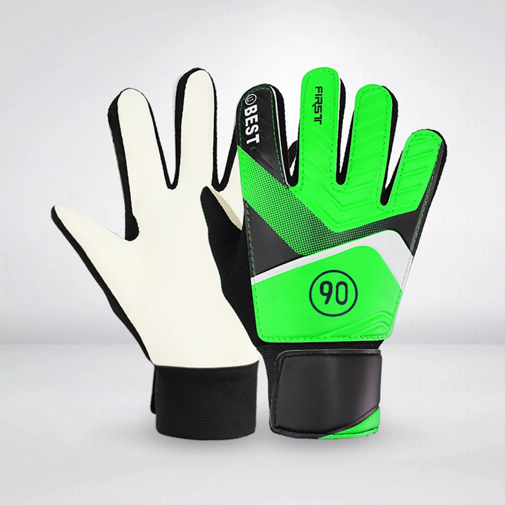 Профессиональные детские футбольные вратарь Glvoes защита пальцев латексный футбольный вратарь перчатки подростковые дышащие спортивные перчатки - Цвет: Green 5