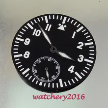 Повседневные 38,9 мм черный циферблат белые маркеры подходят 6498 ручной завод Мужские часы циферблат+ руки