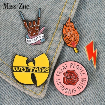 

Rock You Enamel Pin Wu-tang OD Queen David Bowie Brooches Bag Clothes Lapel Pin Badge Rock and Roll Band Jewelry Music Lovers