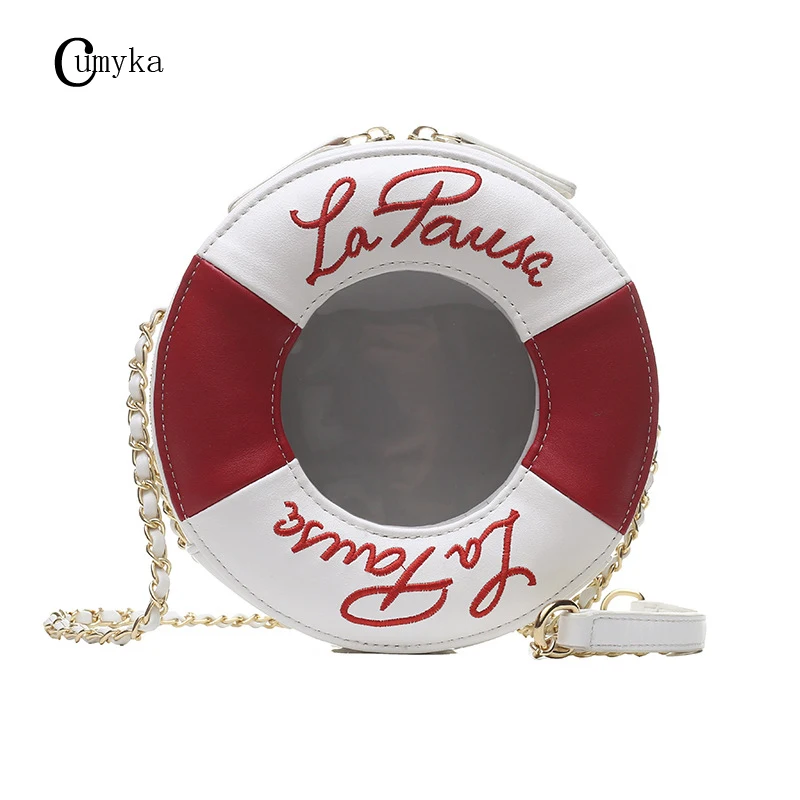 

CUMYKA Swimming Ring Women Bag 2019 Summer New Color-colored Letters Shoulder Crossbody Bags Small Chain Bag Ladies PU Circular