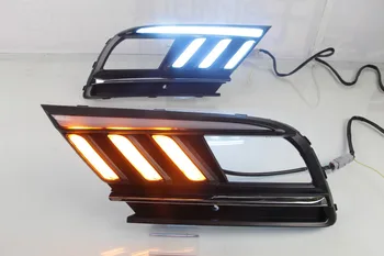 

Osmrk led drl daytime running light for Volkswagen Sagitar with moving yellow turn signals and blue night running light