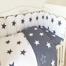 5 шт./компл. Комплект постельного белья бамперы хлопок Принт кроватки плоские простыни новорожденная моющаяся круглая кровать детская кроватка бамперы детские постельные принадлежности комплект