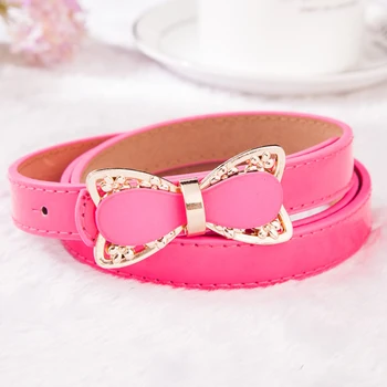 

Hot Sales Fashion Girls Buckle Candy Color Rhinestone Bow Belt Dress Partner Accessories Classic Simple Belts for Women