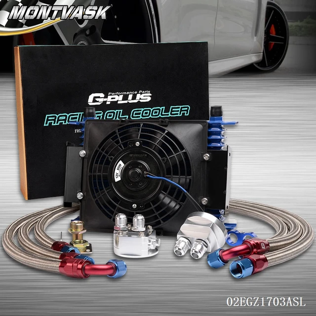 Universal 15 Row AN 10AN Engine Oil Cooler Kit +Filter Relocation Kit