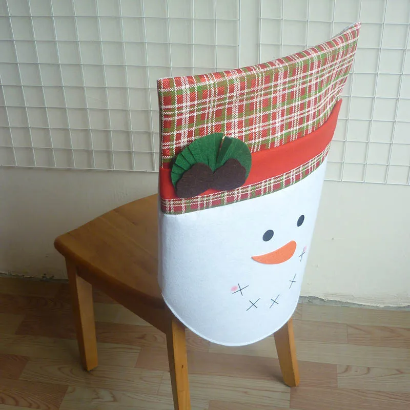 1pcs Christmas Decoration Chair Back Cover navidad Snowman Plaid Chair Covers Christmas Ornament for Home New Year Decoration