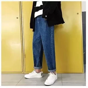 Мужские летние джинсы свободные ins Harajuku корейский стиль джинсовые брюки для подростков длиной до щиколотки шаровары для мужчин повседневные
