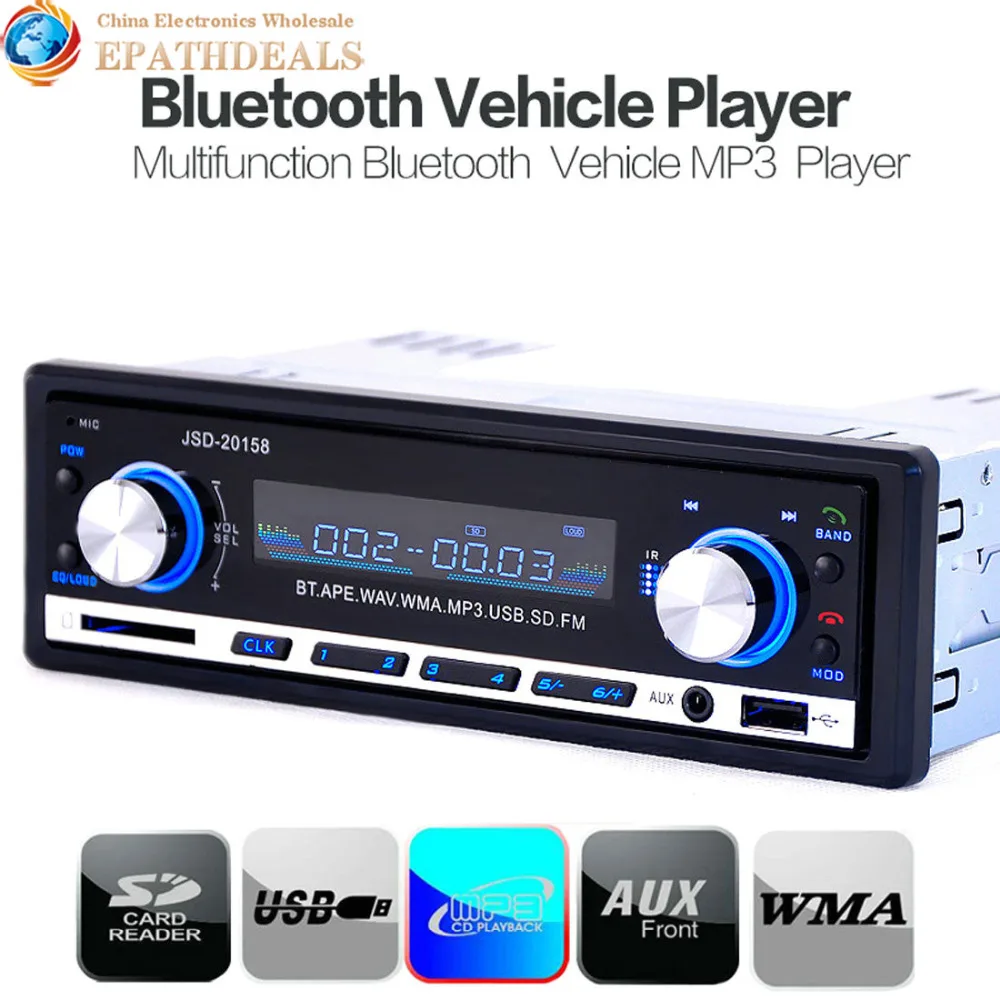 Digital Car Stereo Bluetooth Audio Music MP3 Player 1 DIN In Dash FM