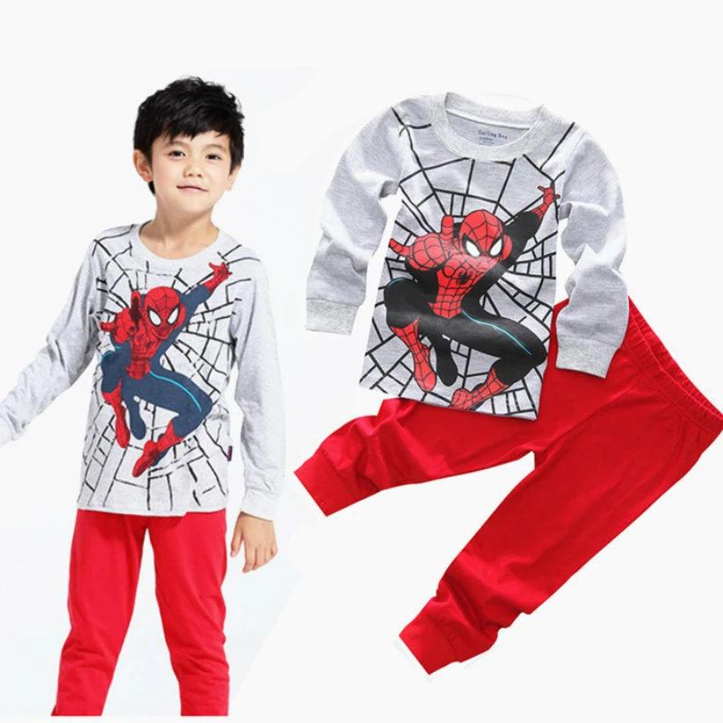 Пижамы для маленьких мальчиков детская одежда «Человек-паук» «Капитан Америка» одежда для сна для девочек пижамная одежда для малышей, комплект