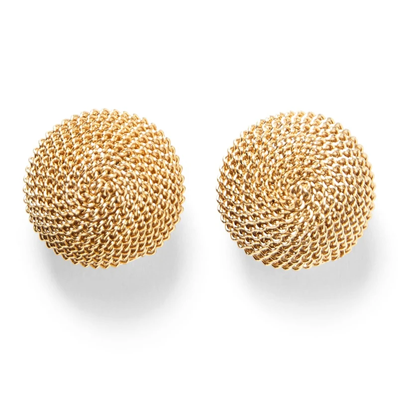 

JUJIA Brand Hot Sale Big simple round metal Stud Earrings Fashion Ethnic Metal Floral Statement Earrings ZA Earrings