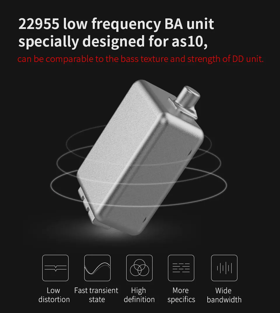 KZ AS10 5BA наушники с сбалансированным арматурным динамиком, HIFI наушники-вкладыши, спортивные наушники с шумоподавлением, басовые наушники