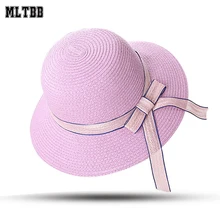MLTBB, элегантные летние женские шляпы, модный дизайн, Пляжная женская шляпа от солнца, Повседневная однотонная соломенная шляпа для девочки