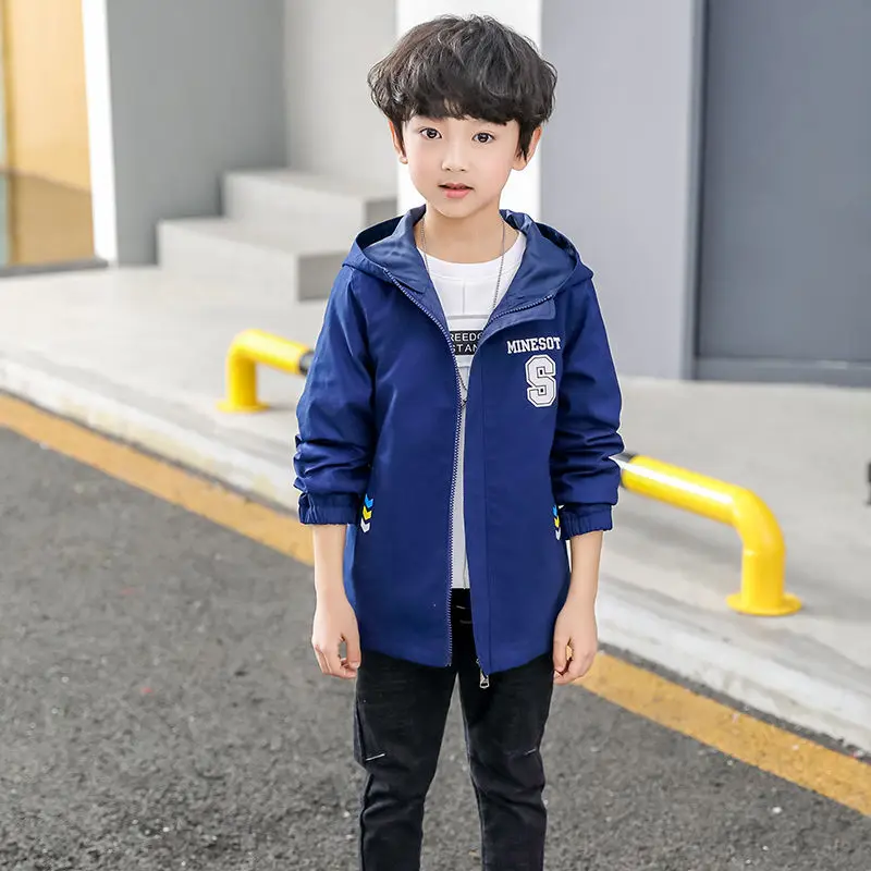 Ветровка для мальчиков; куртка в Корейском стиле; сезон весна-осень; Повседневная рубашка с принтом для маленьких мальчиков; куртка на молнии - Цвет: Небесно-голубой