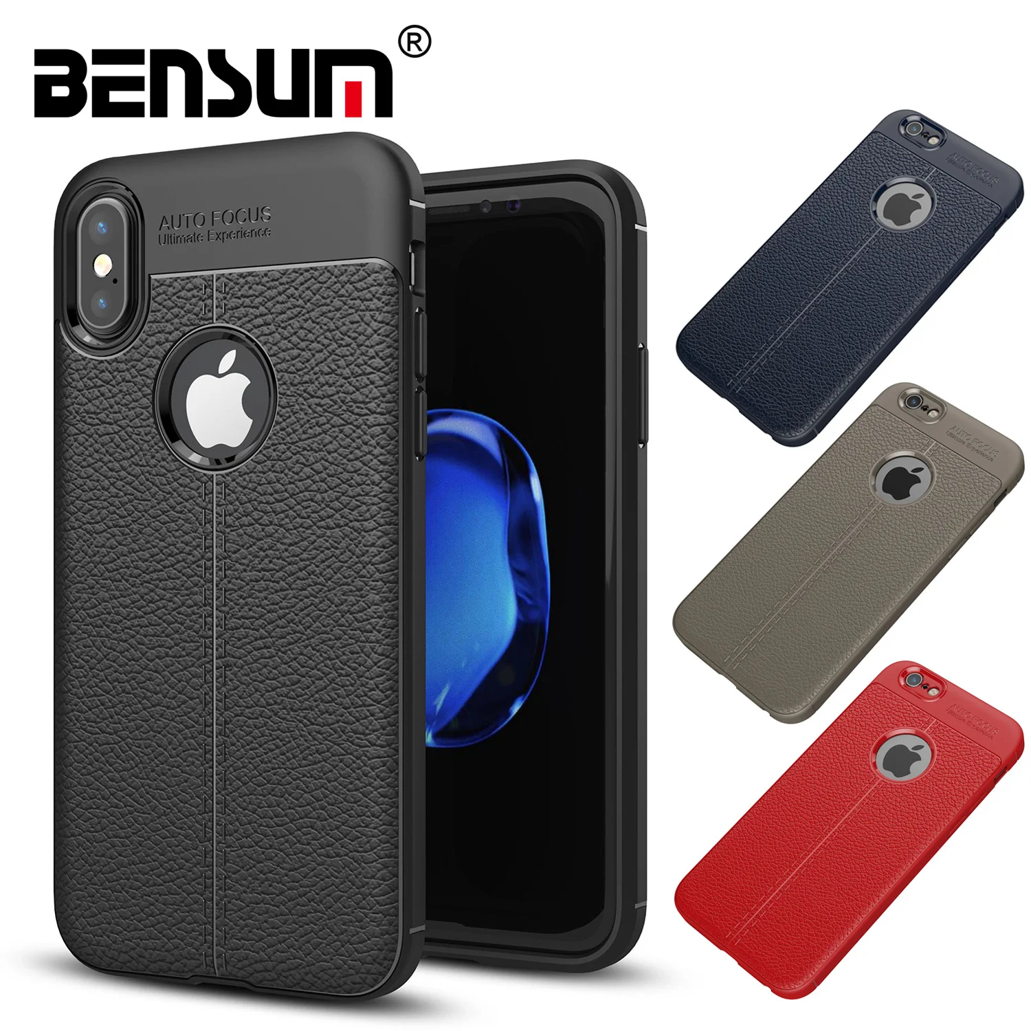 

Business Litchi Pattern Leather Case for iPhone 5 SE 6 6s Soft TPU Back Cover for iPhone 7 Plus Silicone Shell for iPhone X 10