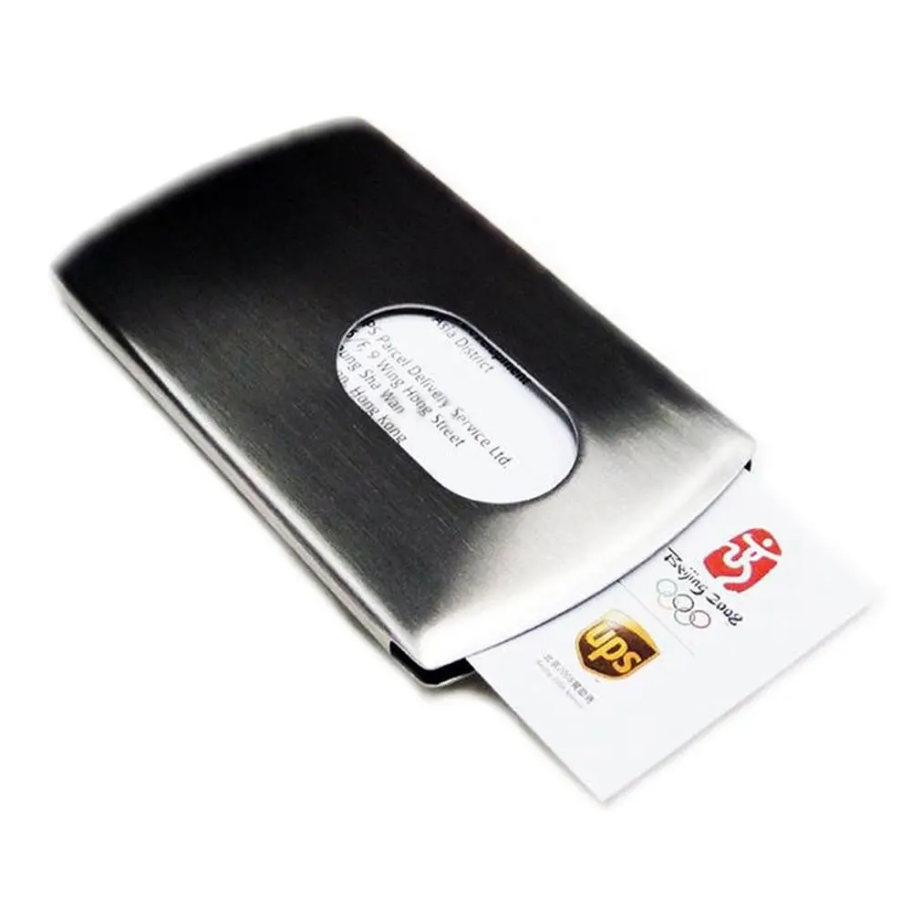 

Portable Hand-push type Stainless Steel Business card holder wallet card case for men Card Protector Metal Name Card holder