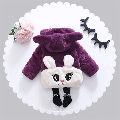 Kids Jacket With Fur Baby Winter Jacket Girls Coat Pink Girls Coat Wool Girls Hoodie With Zipper 4