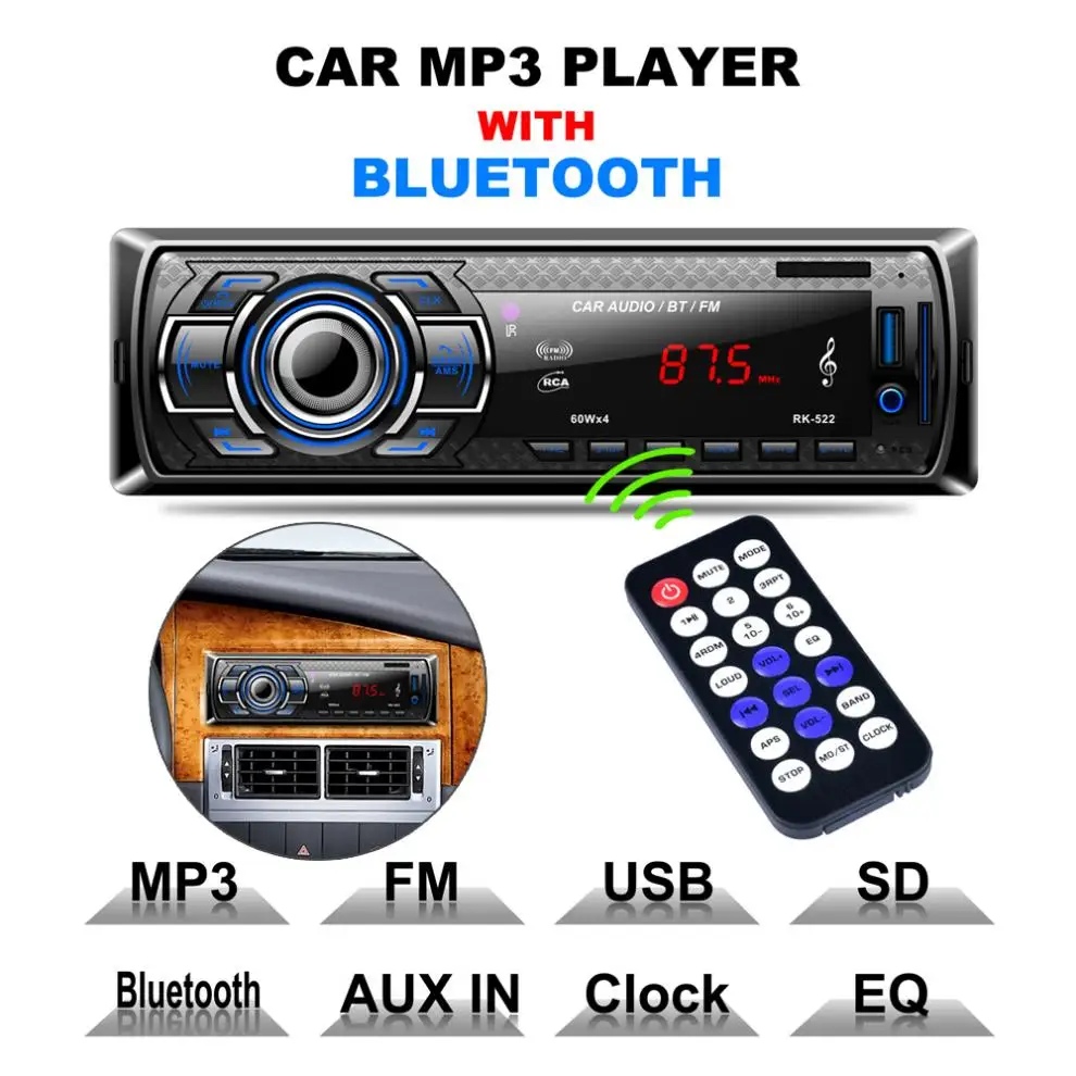 

Car Audio Stereo FM Radio 12V USB SD Mp3 Player FM AUX SB LED / LCD Display Remote Control for Vehicl