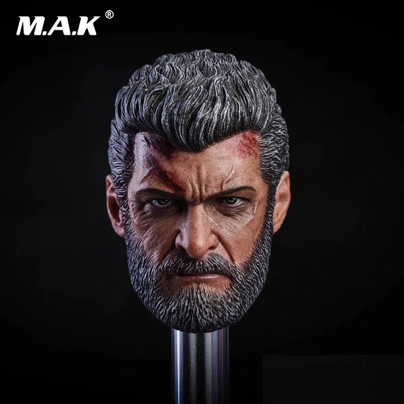 

1/6 Scale Male Head Sculpt Wolverine Logan Head Carved Battle Damaged Head Model for 12 inches Man Body Accessory