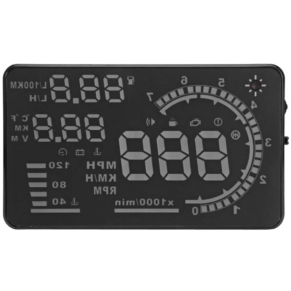 

A8 5.5" HUD Display Car Head Up LED Windscreen Projector OBD2 Scanner Speed Warning Fuel Consumption Data Diagnostic 12V