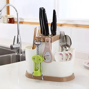 

Multifunctional PP Kitchen Organizer Storage Box Knife Holder Tool Cutlery Rack Home Kitchen Supplies