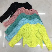 С фабрики Сказочный шикарный топ красного, синего, белого, черного, желтого, розового цвета с круглым вырезом и коротким рукавом модные пикантные женские топы