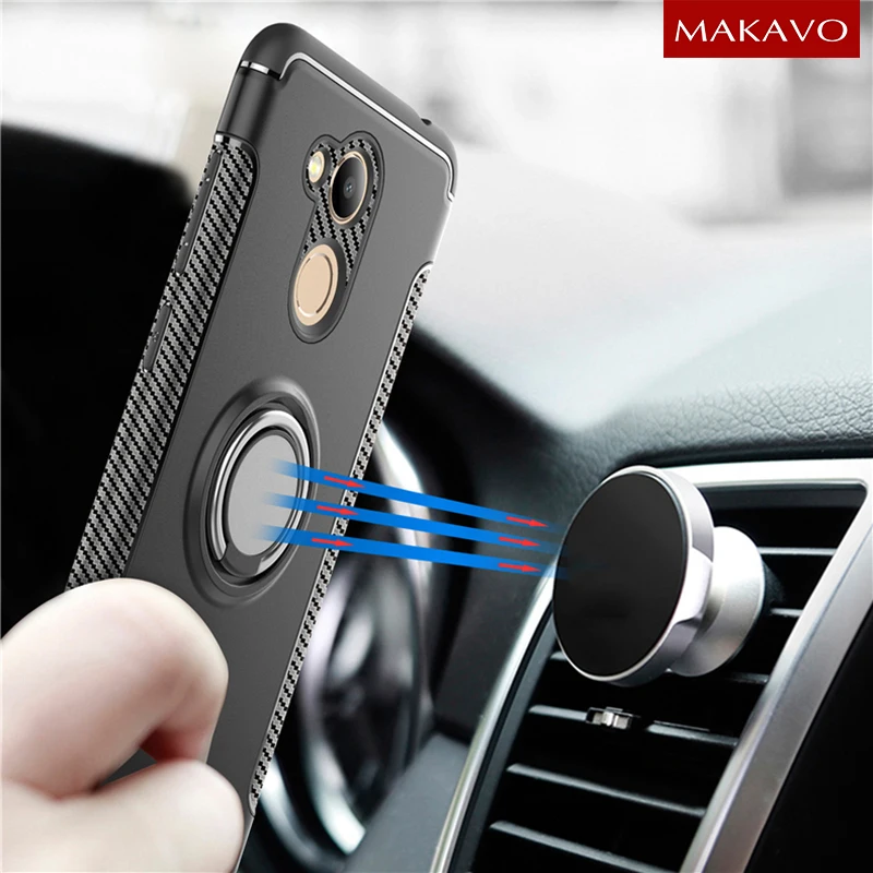 

MAKAVO Hybrid Case For Huawei Honor 6C Pro 5.2Inch Car Magnetic Holder Shockproof Cover For Huawei Honor 6C 6 C Pro Phone Cases