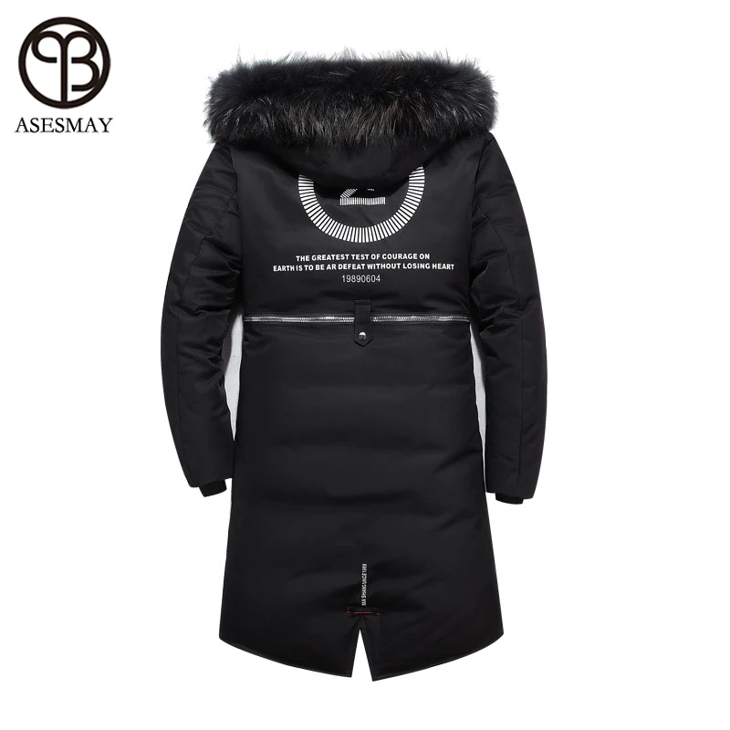 Новинка 2019 брендовая одежда Asesmay для мужчин и женщин куртка на белом утином пуху