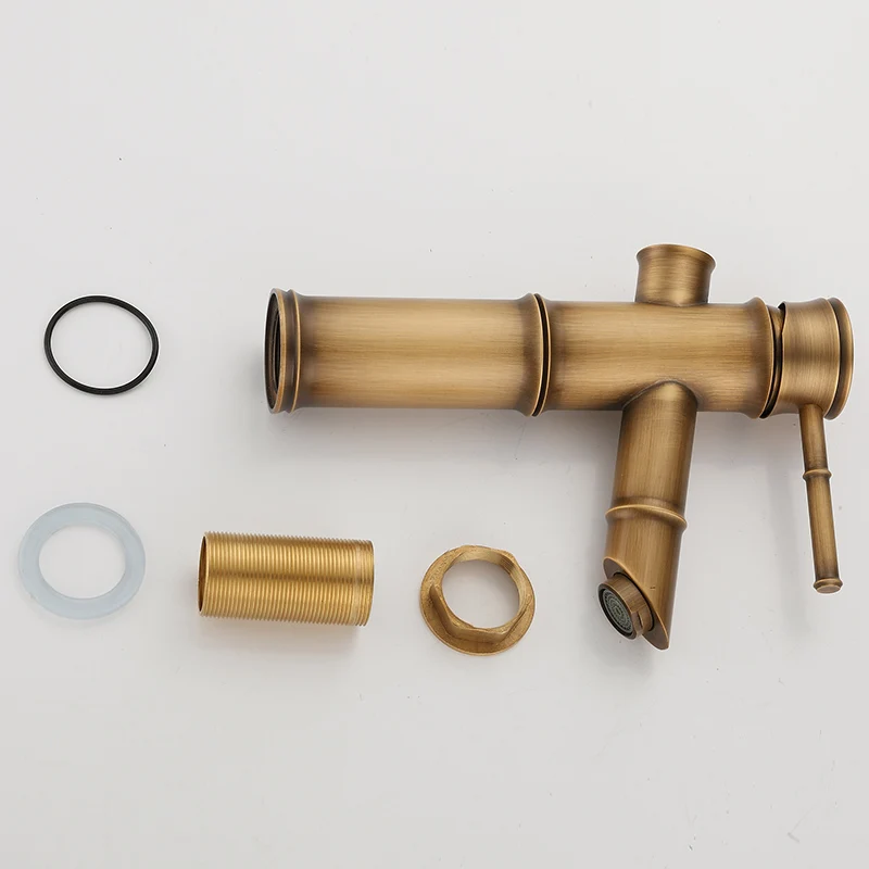 Bathroom Faucet Brass Basin Faucets Retro Luxury Tap Tall Bamboo Hot Cold Water with Two Pipes Kitchen Garden Water Mixer Taps Bathroom Faucet Brass Basin Faucets Retro Luxury Tap Tall Bamboo Hot Cold Water with Two Pipes Kitchen Garden Water Mixer Taps
