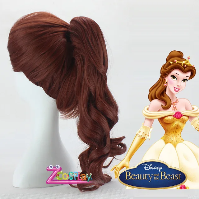 Beauty and The Beast Disney Princess Belle Wig Brown Ponytail Cosplay