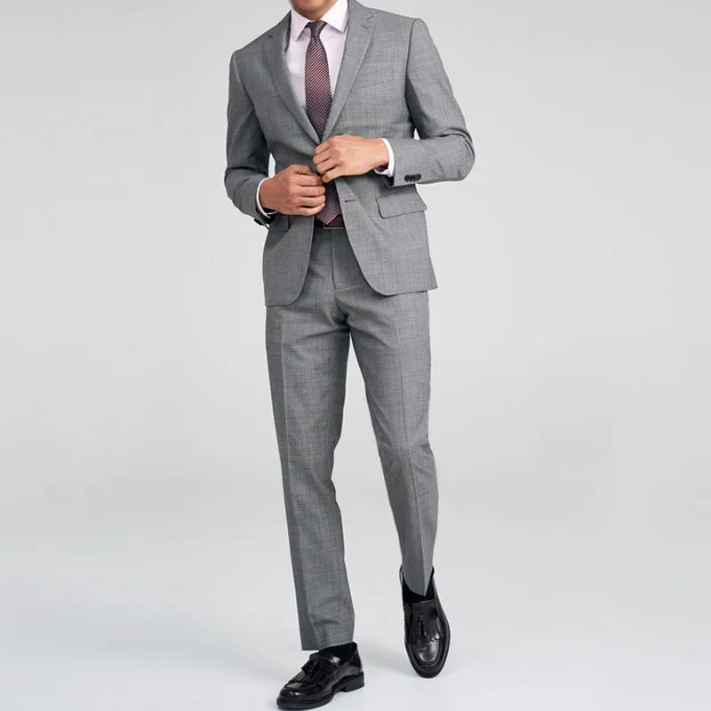 

Light grey mens Business Custom Made Suits Skinny100% wool tailored suit For Men small customized suits custom suit supplier