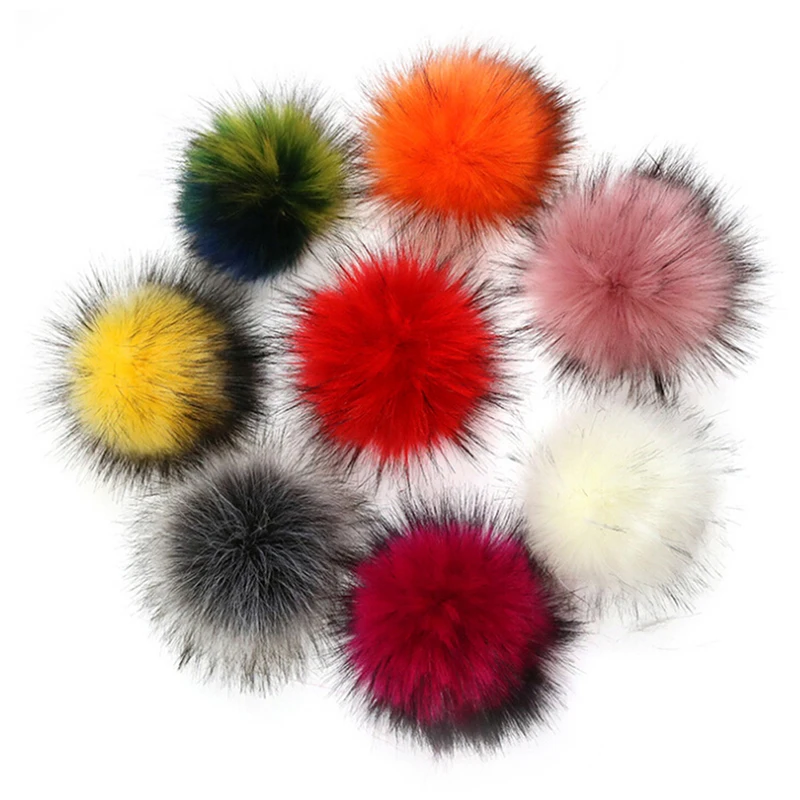 

DIY 1PC 10 Cm/3.9 Inch Faux Fox Fur Pompoms Ball For Knitting Hats Accessories Key Chain Accessories Scarf Pom