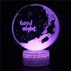 Луна и звезда серии подарки 3D стерео видения лампы акрил 7 цветов Изменение USB спальня прикроватная ночник настольная лампа