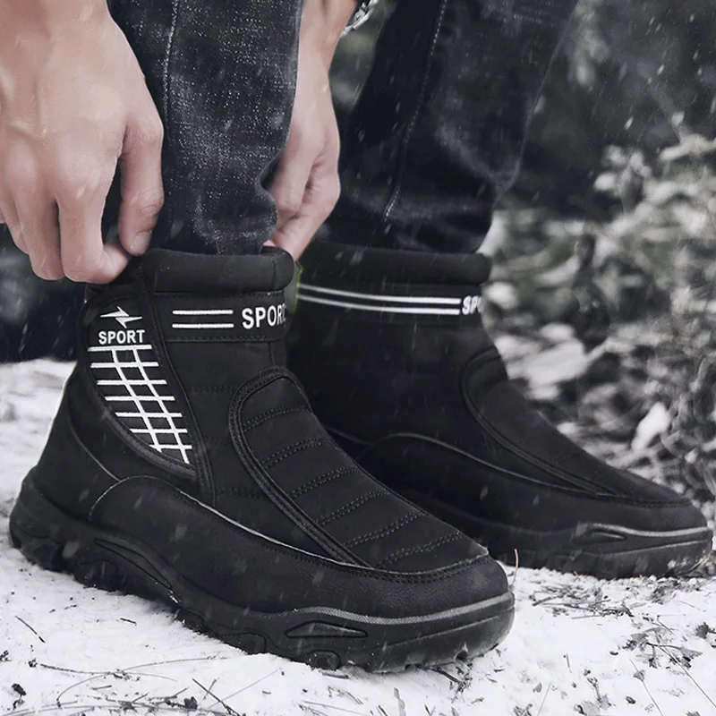 

Men Boots Winter With Fur 2018 Warm Snow Boots Men Ankle Shoes Work Shoes Men Footwear Fashion Rubber Boots39-46