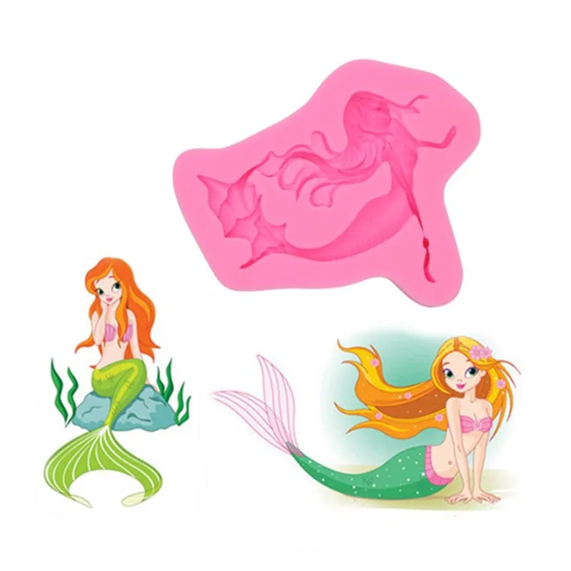 

TTLIFE 3D Cartoon Daughter Of The Sea Silicone Mold Mermaid Girl Fondant Cake Decorating Tools Sugarcraft Gumpaste Baking Mould