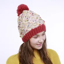 Женская шапка ручной работы, осенне-зимняя новинка, украшенная бриллиантами, с цветочным рисунком, в тон, вязаная шерстяная теплая Милая женская шапка, шапочки