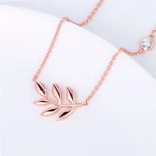 2019 Explosion Olive Leaf Necklace Rose Gold Exquisite Zircon Pendant Necklace Women's Plated Necklace Brass Necklace 2019 Explosion Olive Leaf Necklace Rose Gold Exquisite Zircon Pendant Necklace Women's Plated Necklace Brass Necklace
