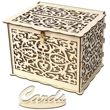 Коробка для свадебных открыток DIY деревянная полая подарочная коробка контейнер для свадебной вечеринки украшения принадлежности для дня рождения
