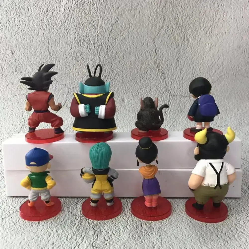 Аниме 8 шт./компл. Dragon Ball Z Buruma kuririririn orangutan Videl Black Son Goku Q версия ПВХ Фигурки игрушки