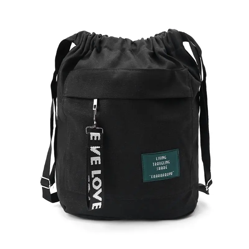 Портативный Модный холщовый рюкзак на шнурке, сумка, Cinch Sack casual String Sackpack, рюкзаки - Цвет: Черный