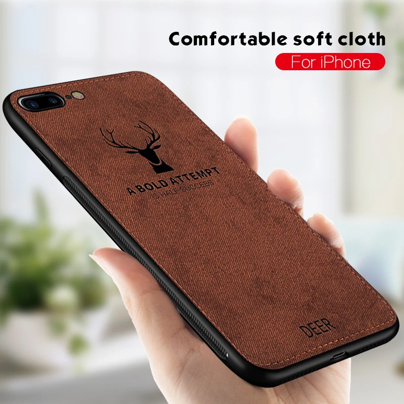 Для iPhone 7 модный тканевый Мягкий ТПУ чехол для 6s 8 Plus X Тонкий 3D Рисунок оленя XS Max XR