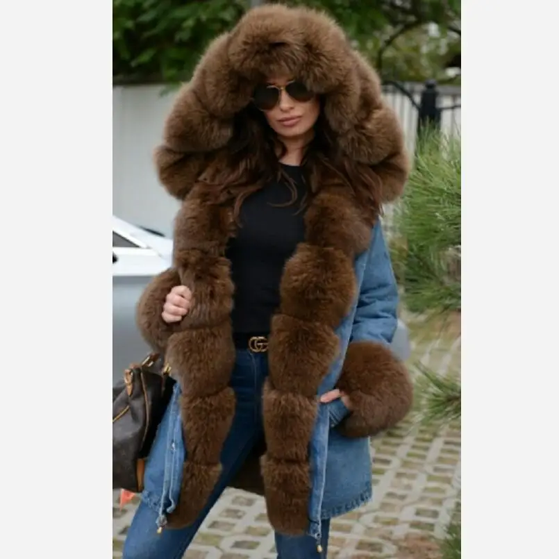 

2019 spring casual ra child fur fox fur cap cowboy leather coat jacket Faux fur lining Winter is very warm Cowboy zipper pocket