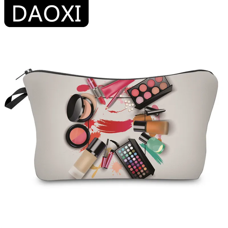 Daoxi 3d نمط الطباعة أكياس دائرة ماكياج التجميل الضرورات التخزين النساء مستلزمات YY10178
