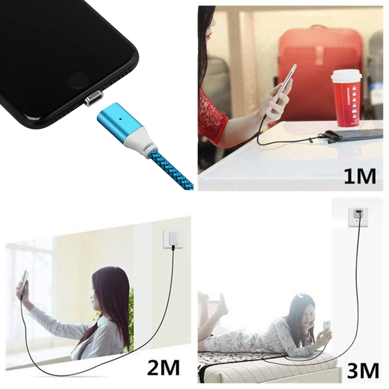1 м 2 3 USB Type C/Micro USB/IOS 3в1 Магнитный кабель C адаптер для быстрой зарядки iPad кабели