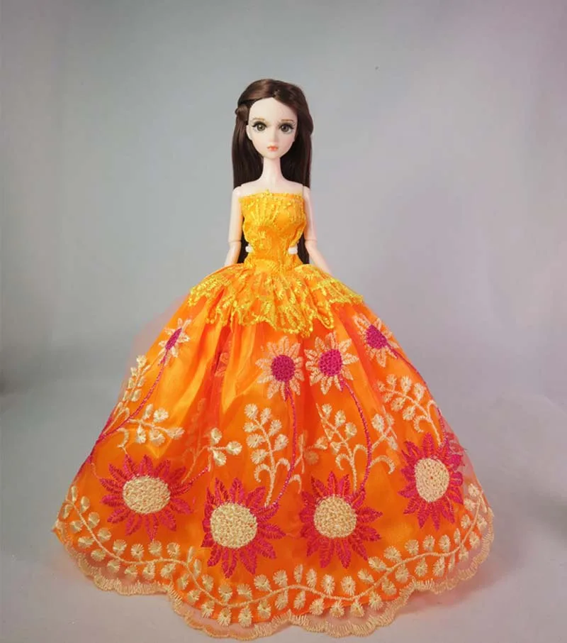 10 шт./партия, случайное модное платье для куклы Барби, одежда, свадебное платье принцессы, благородные вечерние платья для куклы Барби, наряды 1/6 игрушек