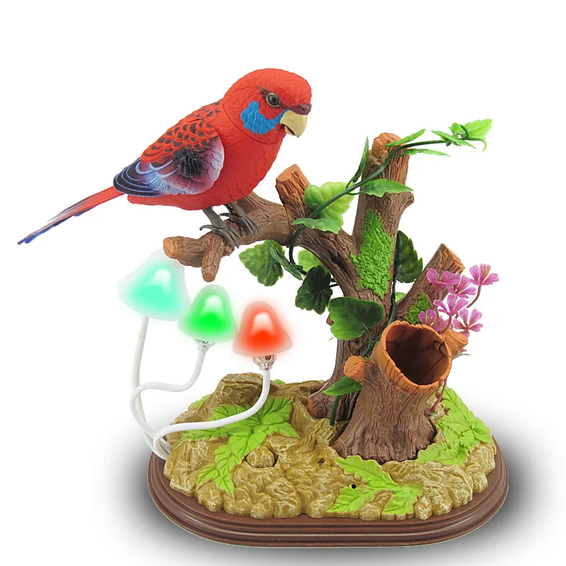 3D Gags Jokes Toy Voice Activated Bird Children's Electric Simulation Can Dancing and Singing Parrots Decoration Art | Игрушки и