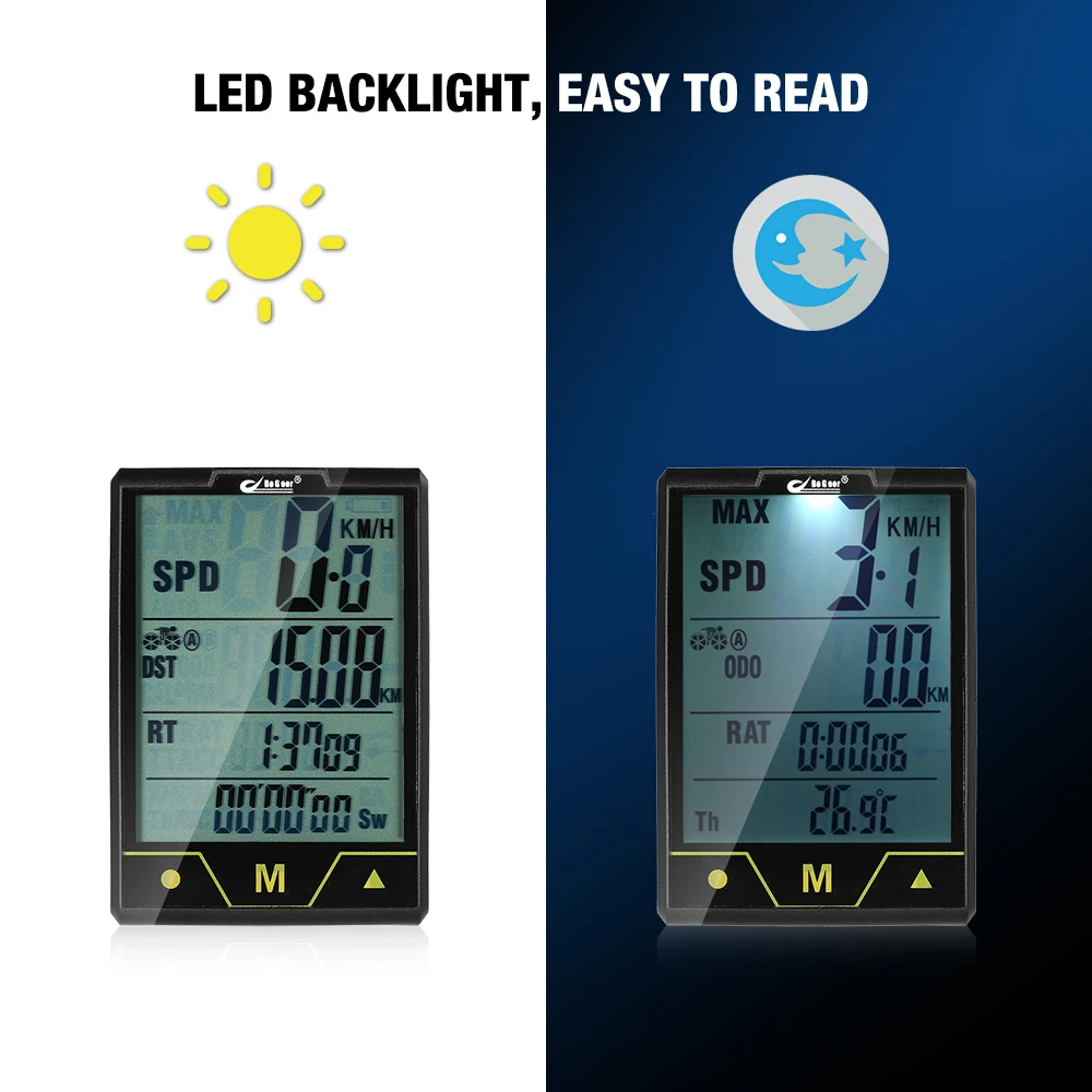 BOGEER велосипедный компьютер беспроводной/проводной велосипедный Спидометр Одометр температура подсветка водонепроницаемость для езды на велосипеде