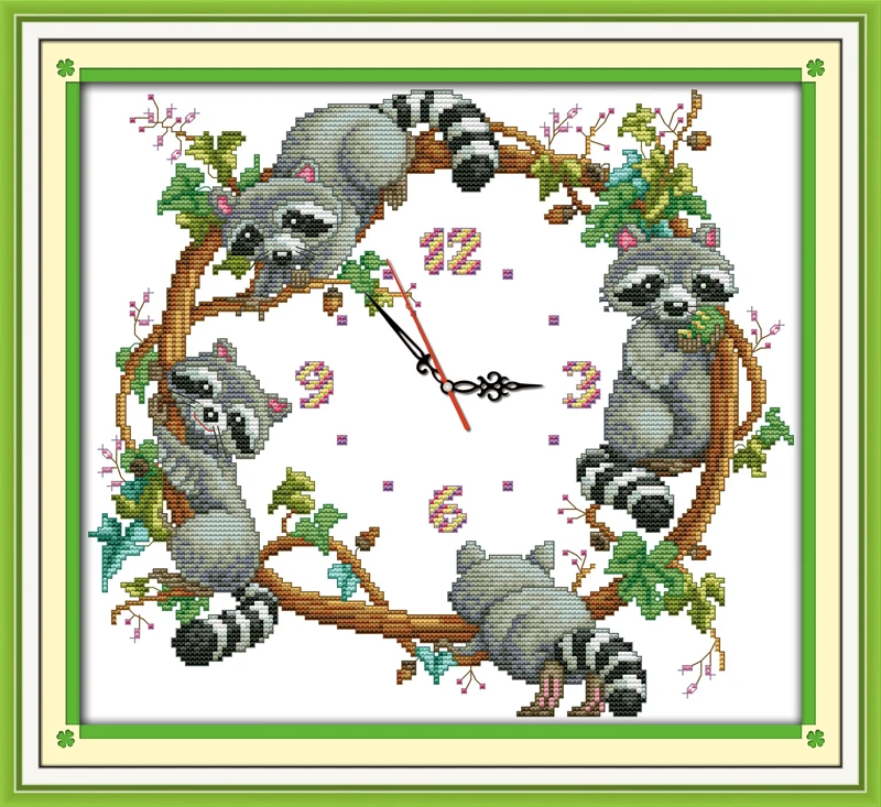 

The cute little raccoons (2) cross stitch kit 14ct 11ct count print canvas wall stitching embroidery DIY handmade needlework