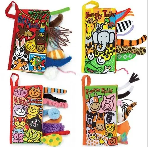 Infant Baby Toddler Kid Child Crinkle Charming Animal Tails Cloth Book for Baby Development Brain Toy Infant Baby Toddler Kid Child Crinkle Charming Animal Tails Cloth Book for Baby Development Brain Toy