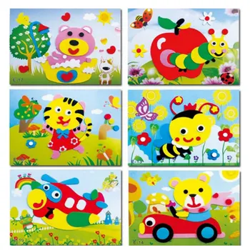 

New 1 Set 10 Types Designs /lot DIY Cartoon Animal 3D EVA Foam Sticker Puzzle Series Early Learning Education Toys For Children