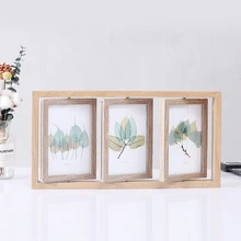 Creative Nordic Vintage Wooden Photo Frame Platform 6 Inch 7 Inch Rotating Double-sided Photo Frame Combined Decoration Crafts